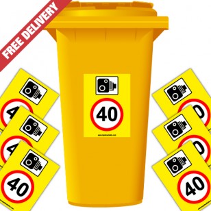 Speed Camera 40 mph Speed Reduction Wheelie Bin Stickers